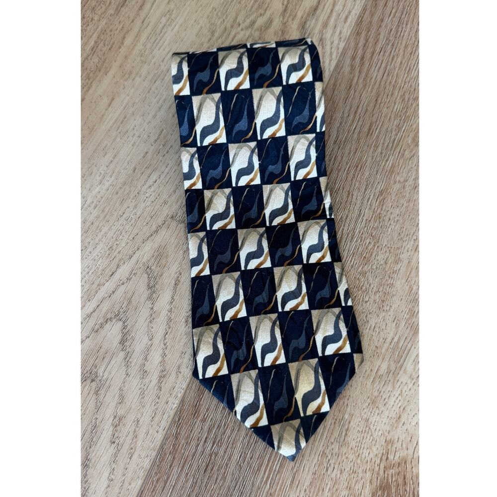 Jerry Garcia 1990s Silk Necktie Abstract Checkerboard Pattern